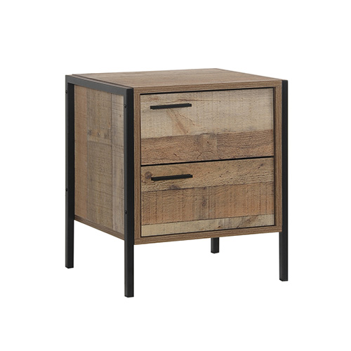 Mascot 2 Drawers Particle Board Bedside Table in Oak Colour